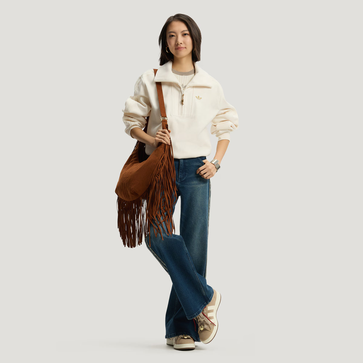 Half Zip Sweatshirt Cream (W)